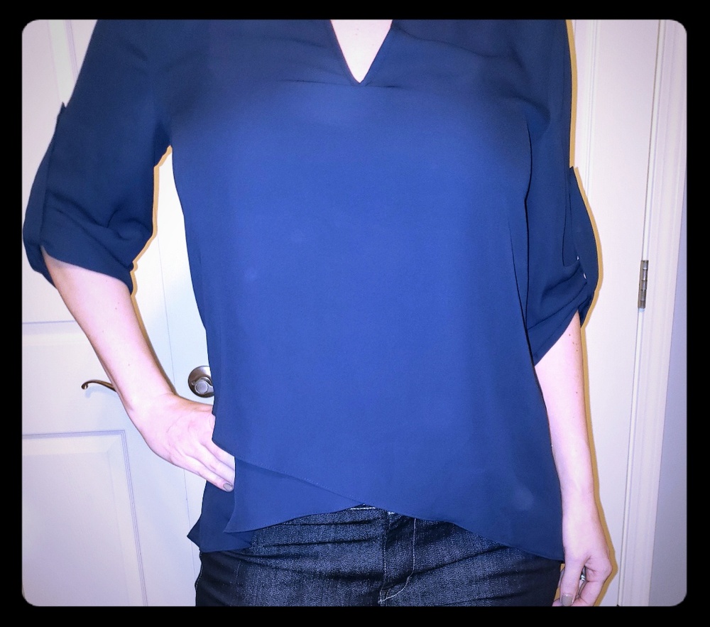Blue Alfani Chiffon Shirt